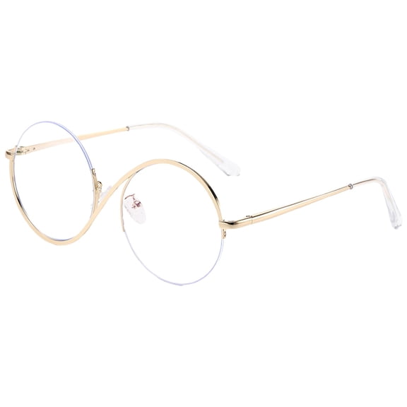 ZFSBZBS 1 Pairs of Witch Costume Glasses Metal Frame Round Glasses,Flat Lens Round Frame Plain Frame Small Fresh Glasses,White