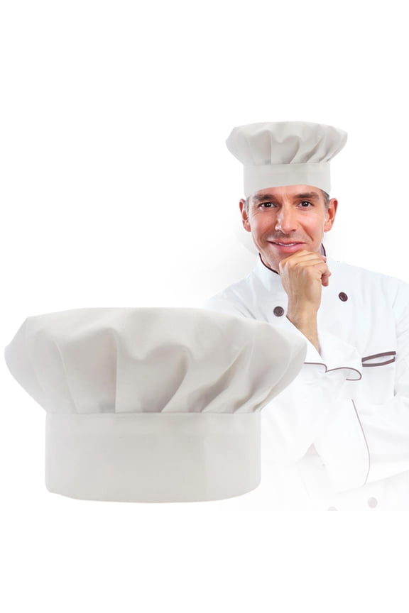 1 Pcs Chef Hats for Adults Adjustable Elastic Chef Cap Kitchen Bakers Hat Cooking Cap Funny Gifts for Men Women,White