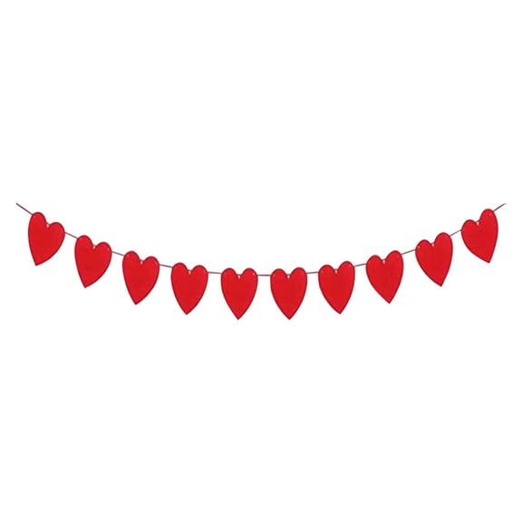 ZFSBZBS 1 String Valentine's Day Red Heart Garland 10 Hearts Banner for Outdoor Indoor Wall Fireplace Office Home Decoration,Red Heart,2.3 Meters Long,Horizontal Style