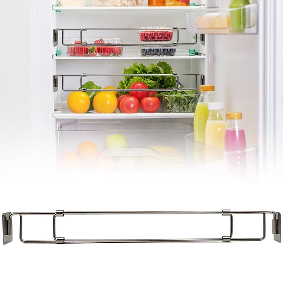 ZFSBZBS 12-22 Inch Adjustable RV Secure Refrigerator Bar - Stainless Steel Tension Rods, Fridge Food & Drink Stabilizers to Prevent Spills in Camper Fridge, Cabinet, Kitchen, Bookshelf
