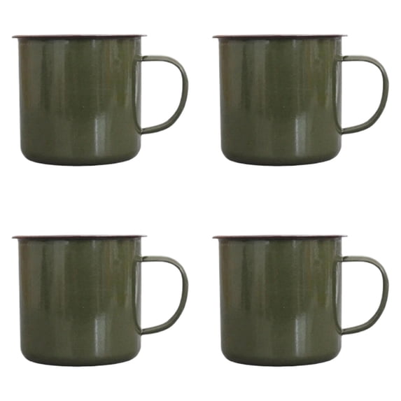 ZFSBZBS 120ML Tea Coffee Mug Set of 4, Enamel Drinking Mugs Cups for Home Use/Office/Party or Camping, Bright Colors Green