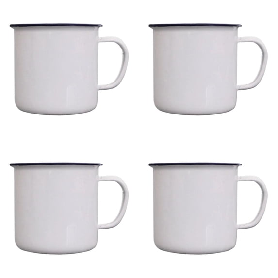 ZFSBZBS 120ML Tea Coffee Mug Set of 4, Enamel Drinking Mugs Cups for Home Use/Office/Party or Camping, Bright Colors White