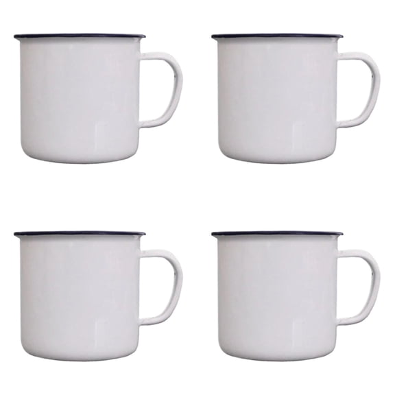 ZFSBZBS 120ML Tea Coffee Mug Set of 4, Enamel Drinking Mugs Cups for Home Use/Office/Party or Camping, Bright Colors White