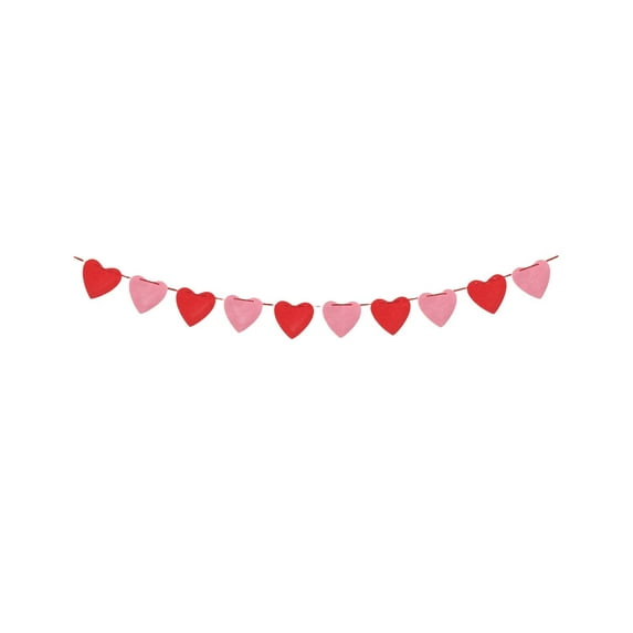 ZFSBZBS 1Pc 2m Valentine's Day Felt Heart Garland Banner, Banner Diy Valentine's Day Heart Wreath Banner Outdoor And Indoor Home Hanging Decoration,Red4,Style C
