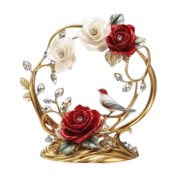 ZFSBZBS 1Pc Rose Flower Ornament Acrylic DIY Crafts Mothers Day 2D Flat Rose Wreath Tabletop Present Butterfly Pattern Desktop Ornament for Home Decoration Gifts,Red,Style B