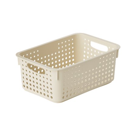 ZFSBZBS 1Pc Storage Baskets Plastic Desktop Sundries Snack Storage Frames Baskets Vegetable Baskets Kitchen Storage,Beige,Small size: 15x7x10 cm