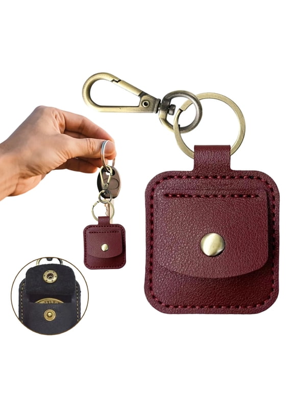 1Pcs Leather Ring Holder Keychain, Portable Travel Ring Holder Pouch,Keychain Rings Bag for Purse, Jewelry Key Chain Bag for Rings, Necklaces, Coins, Medallions,Red