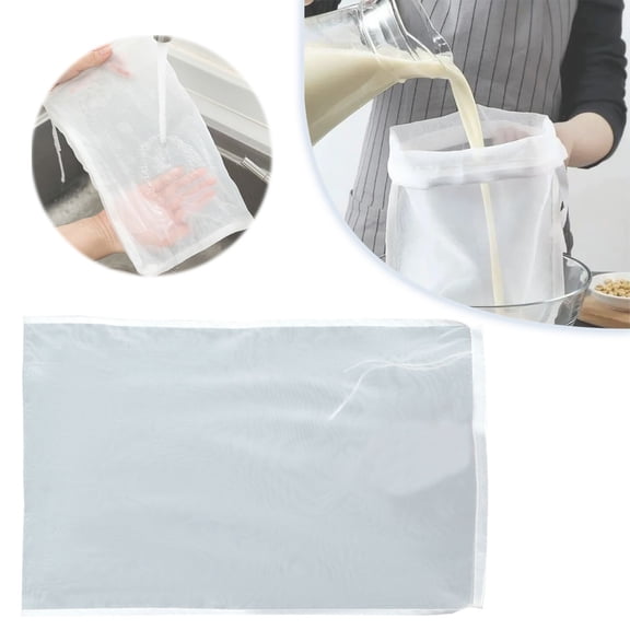 ZFSBZBS 1Pcs Nylon Straining Bag, White Fine Mesh Bag Homebrew Beer Wine Filters for Sediment Brew Bags Mesh Strainer Bag for Home Brewing Hops Grains Wine Dry Hop Beer Making Drawstring Straining