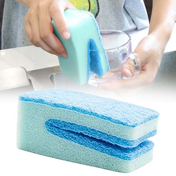 ZFSBZBS 1Pcs U-Shaped Wide-Mouth Dish Sponges - Dish Scrubber Scouring Pad - Multifunctional Scrubbing Sponge, Non-Scratch Kitchen Sponges and Scrubbers for Dishes, Pots, Pans,Blue,M Size