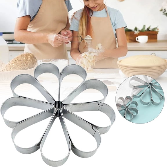 ZFSBZBS 1Set Teardrop/Raindrop Cookie Cutter Set Assorted Sizes Stainless Steel Water-Drop Rose Flower Petal Cookie Cutters Molding for Pastry Fondant Cake Cookie,3.66x3.66in