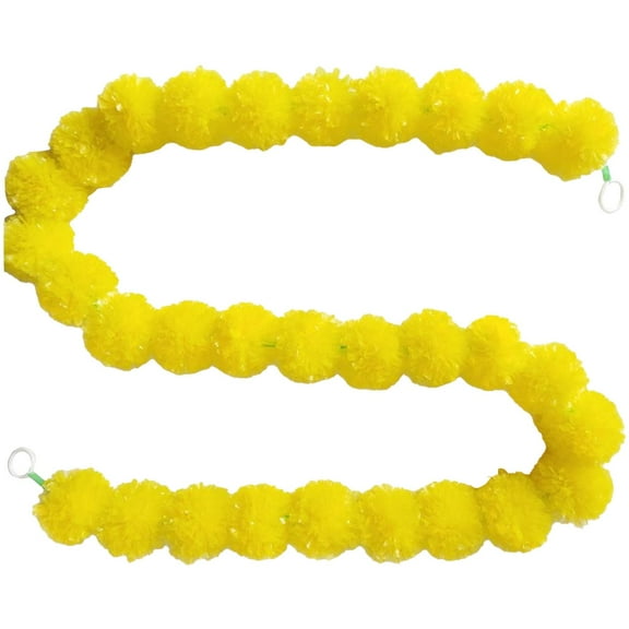 ZFSBZBS 1String Marigold Flowers 60 Inch Artificial Marigold Garland for Decoration Indian Pooja Diwali Home Wedding Mantle Decor,1*Yellow