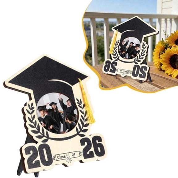 ZFSBZBS 2026 Graduation Tassel Photo Frame for Pictures, Wooden Inspirational Graduation Picture Frame Class of 2026 Shadow Box Graduate Gift for Friend Party Decoration