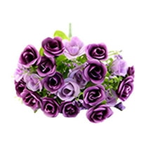 ZFSBZBS 21 Head Roses Artificial Flowers -8.3" Plastic Roses Bouquet,Fake Roses Long Stem for Arrangement Wedding Centerpiece Home Office Party Decor Purple