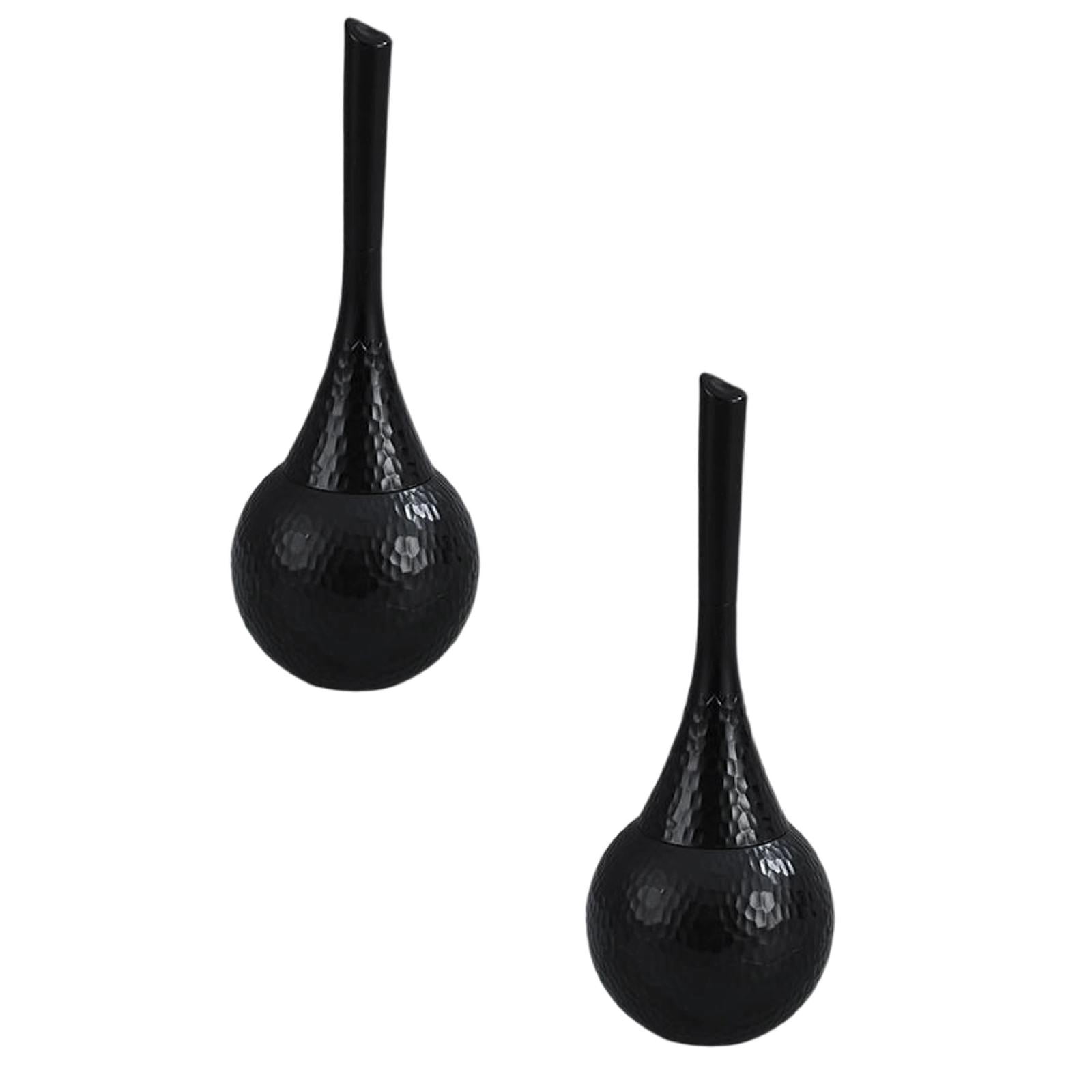 ZFSBZBS 2Pcs Hideaway Toilet Brush Set,Hammered Elegant Bathroom Decor With Anti Shield & 360° Cleaning Base Proof Modern Accessories for Home Hotel Black