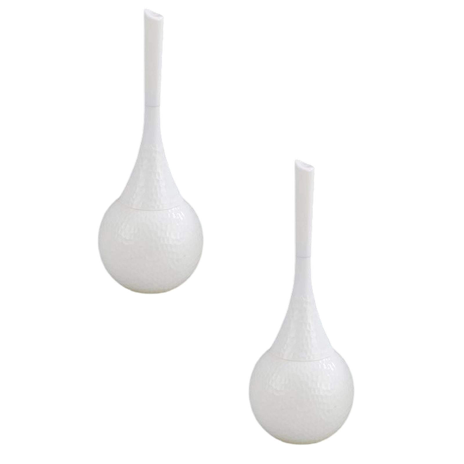 ZFSBZBS 2Pcs Hideaway Toilet Brush Set,Hammered Elegant Bathroom Decor With Anti Shield & 360° Cleaning Base Proof Modern Accessories for Home Hotel White