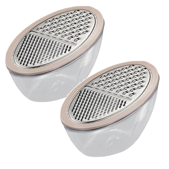 ZFSBZBS 2Pcs Stainless Steel Cheese Grater with Airtight Storage Container - Box Grater for Kitchen, Shredder for Parmesan, Cheddar, Vegetables, Chocolate,Beige,Style A