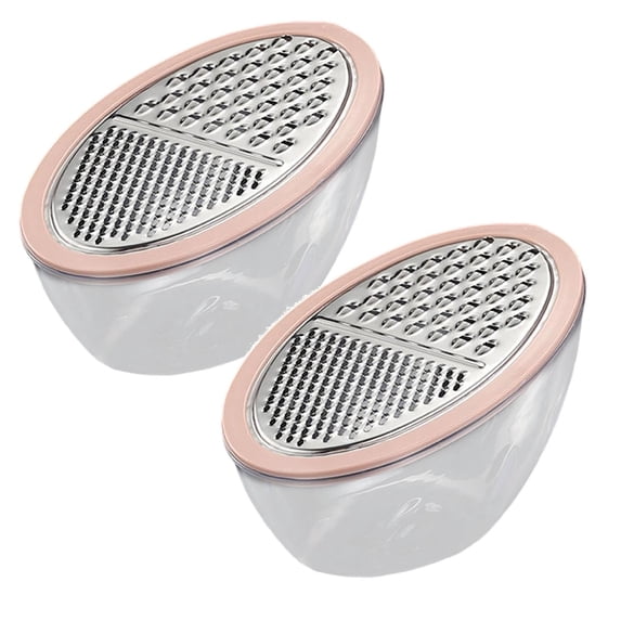 ZFSBZBS 2Pcs Stainless Steel Cheese Grater with Airtight Storage Container - Box Grater for Kitchen, Shredder for Parmesan, Cheddar, Vegetables, Chocolate,Pink,Style A