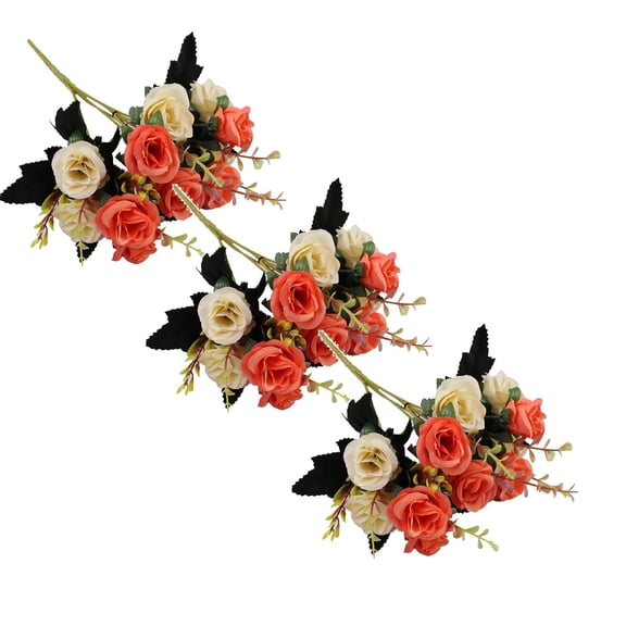 ZFSBZBS 3 Pcs 12 Head Artificial Flowers, Artificial Peony Small Silk Flowers Fake Peonies Bouquet Rose Flower Arrangement Table Centerpiece for Dining Party Home Decoration Orange