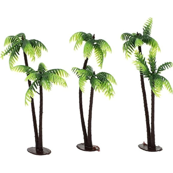 ZFSBZBS 3Pcs Plastic mini Palm Tree,Cake Topper Plastic Artificial Plant Coconut Tree Wedding Tool Green