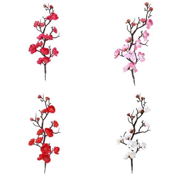 ZFSBZBS 4Pcs Artificial Blossom Branches 30cm Winter Flowers for Home Decor Table Centerpieces & Vase Arrangements,Hot Pink+Pink+Red+White