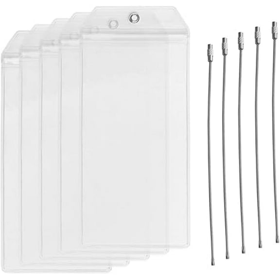 ZFSBZBS 5 Pack Cruise Luggage Tags,PVC Holders Fitting for Printing Label Tags, Waterproof with Resealable Zipper & Steel Loops (Clear)
