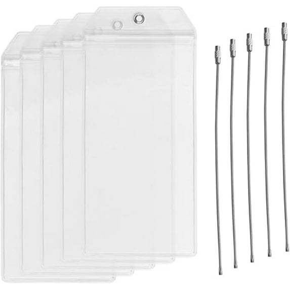 ZFSBZBS 5 Pack Cruise Luggage Tags,PVC Holders Fitting for Printing Label Tags, Waterproof with Resealable Zipper & Steel Loops (Clear)