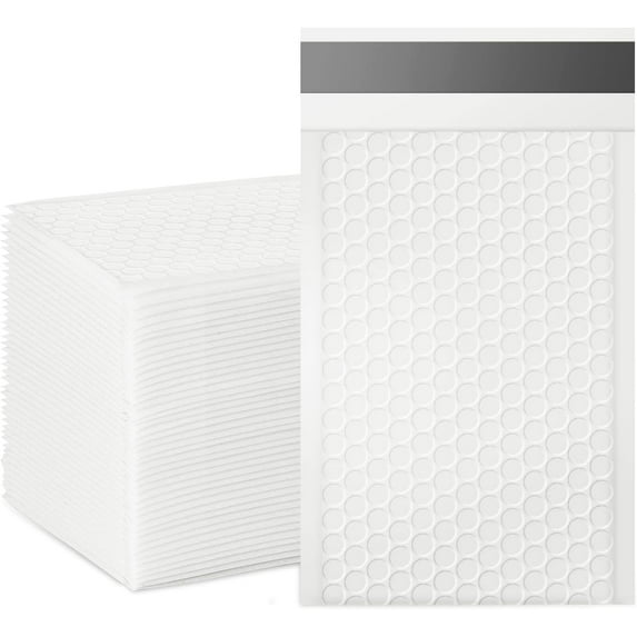 ZFSBZBS 50Pcs 4.7x7.1 Inch Black Shipping Bags, Air Bubble Gift Envelopes Lined With Mylar Express Mailer Self-seal, Opaque Matte Self Seal Bubble Poly Mailers Bulk,Z-(White*50 Pack)