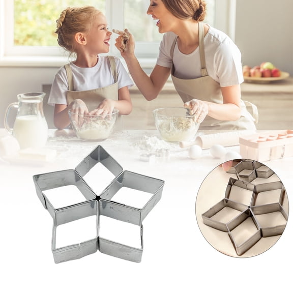 ZFSBZBS 5Pcs Rhombus Diamond Cookie Cutters Set ,Stainless Steel Geometric Frame Holiday Cookie Cutters for Pastry Fondant Cake Cookie,S Size