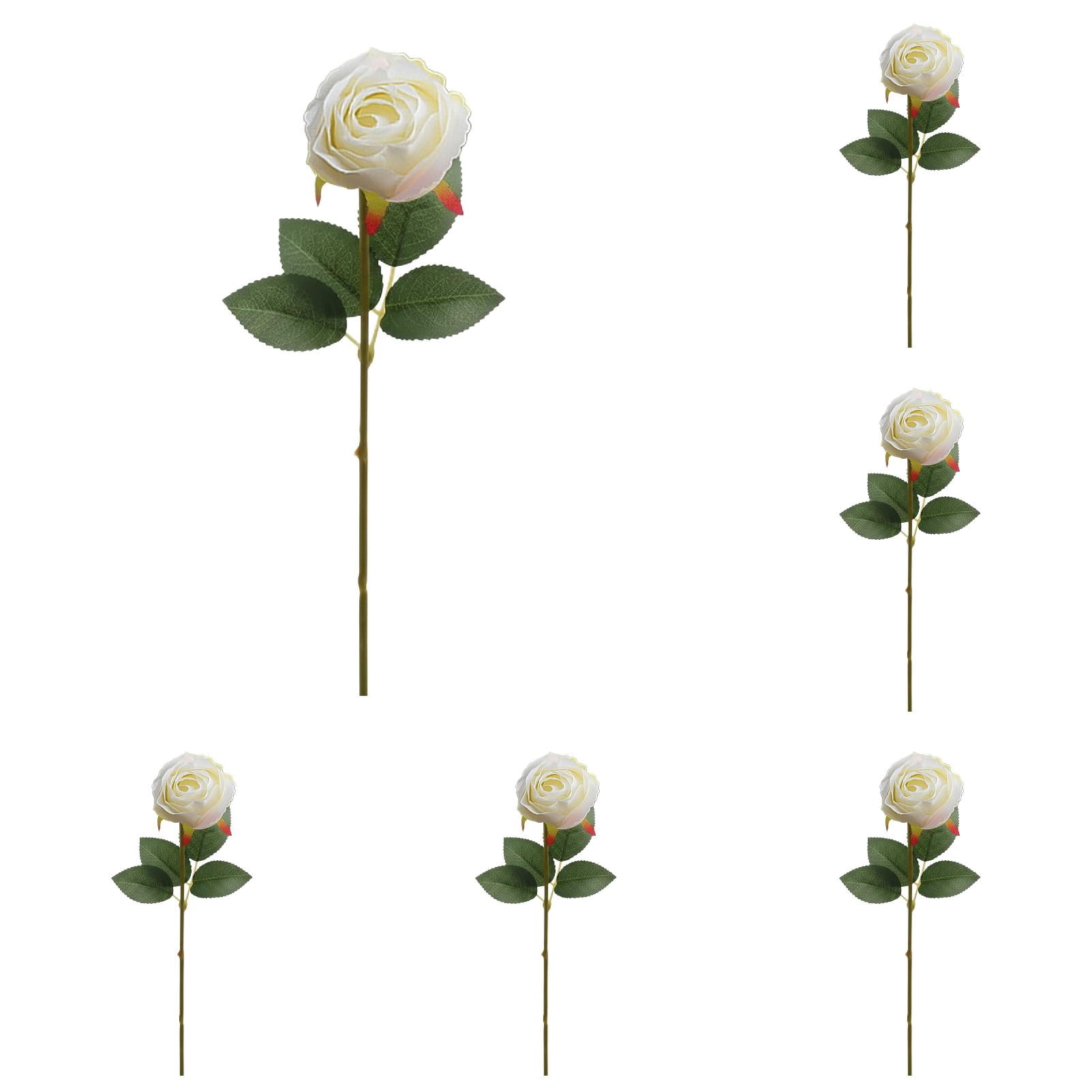 ZFSBZBS 6 Pack Roses 20'' Artificial Flowers with Stems for Wedding ...