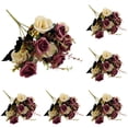 thumbnail image 1 of ZFSBZBS 6Pcs 12 Head Artificial Flowers, Artificial Peony Small Silk Flowers Fake Peonies Bouquet Rose Flower Arrangement Table Centerpiece for Dining Party Home Decoration Brown, 1 of 9