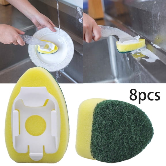 ZFSBZBS 8 Pack Dishwand Refills Replacement Sponge Heads - Durable Dish Wand for Kitchen Room Dishwashing Cleaning Supplies