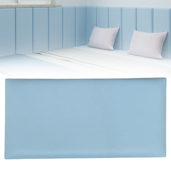 ZFSBZBS Anti Collision Upholstered Wall Panels Self Adhesive Headboard Panel for Protection,Panels Sound Proof Bedside Cloth Cushion for Kindergarten 19.68" x 7.87" x 1.18" Blue
