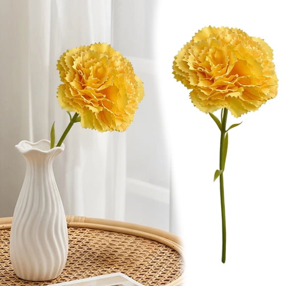 ZFSBZBS Artificial Carnations Fake Flowers,Silk Flowers with Stems Large Carnation Flowers for Bridal Shower Decorations Floral Arrangements Home Decor,Yellow