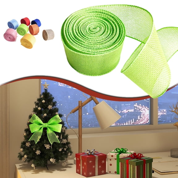 ZFSBZBS Burlap Ribbon Wired, 2 inch X 5.47 Yard Natural Burlap Ribbons Woven Wired Ribbon DIY for Spring Easter Crafts, Wreath, Bows, Gift Wrapping, Outdoor Decoration,Green