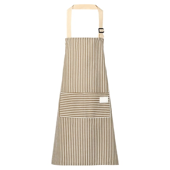 ZFSBZBS Cotton Linen Sleeveless Smock Adult Kitchen Apron With Two Pockets - Mens and Womens Linen Bib Apron for Professional Chef, Server, or Barista,Brown