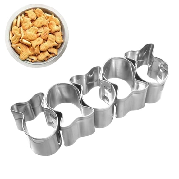 ZFSBZBS Cracker Cutter for Gold Fish,Stainless Steels Small Cookie Cutters,4 Cavity Fish Cookie Cutter,Mini Gold Molds for Crackers,Non-stick Dough,0.86x0.66in