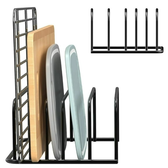 ZFSBZBS Cutting Board Organizer and Baking Sheet Rack, 2Pcs Black Heavy Duty Metal Cookie Sheet Organizer for Cutting Board Storage & Plate Holder for Cabinet, Tray Dividers for Cabinets