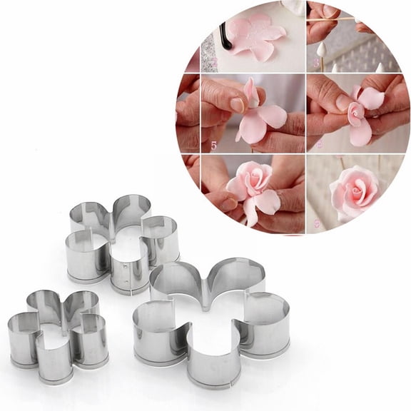 ZFSBZBS Flower Cookie Cutter Set, Stainless Steel Baking Tools, Five Petal Scalloped Edge Spring Flowers Cook Cutters Shapes Molds, Flower Fondant Cookie Cutters for Fondant, Biscuits