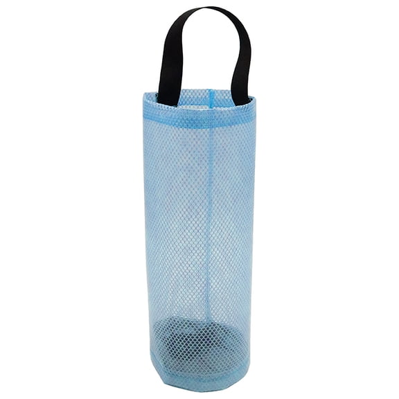 ZFSBZBS Hanging Mesh Grocery Bag Holder,Plastic Garbage Bag Dispenser Organizer with Hanger for Kitchen Cabinet Bathroom Laundry,Installation Free,Blue