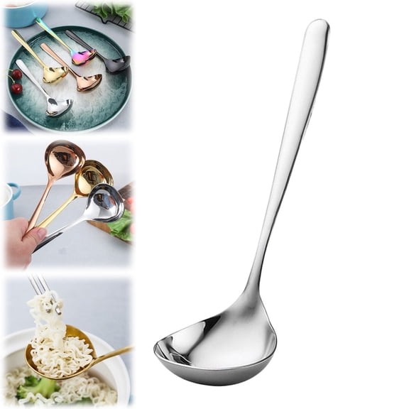ZFSBZBS High Grade Kitchen Ladle Heavy Duty Soup Ladle Stainless Steel Cooking Ladle Kitchen Accessories for Stirring Portioning and Serving Soups Gravy Sauces Chili Stew and More,Silver