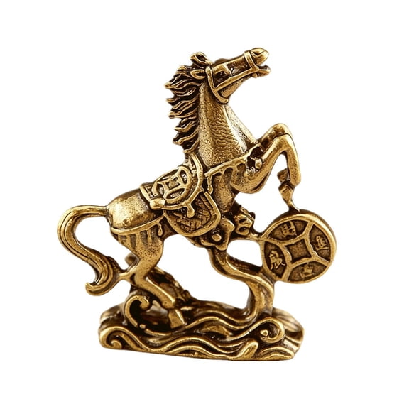 ZFSBZBS Horse Statues 2026 Year Of Horse Tabletop Brass Ornaments For Chinese New Year Blessing Souvenir Spring Festival Copper Crafts Home Room Decoration,Bronze