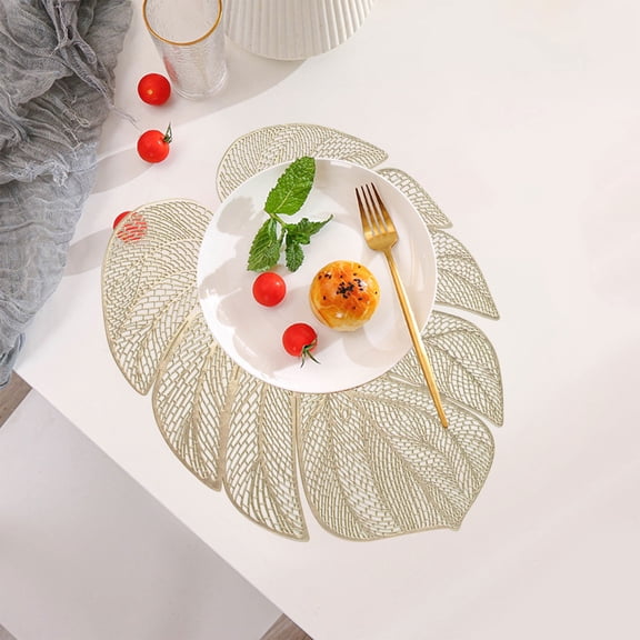 ZFSBZBS Leaf Placemats,14.6x18Inch Non Slip Heat Insulation Hollow Turtle Leaves Tablemats Dinning Table Place Mats Setting Holiday Placemats Spring Wedding Table Decorations Party Supplies,Glod