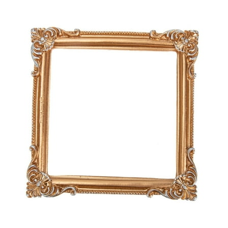 KUMHONW Photo Frame Style Embossment Handmade Photo Resin Retro Picture Display Stand 4.33 x 4.33 Inch for Wedding Bridal Shower Bachelorette Birthday Party Supplies Decor Gold