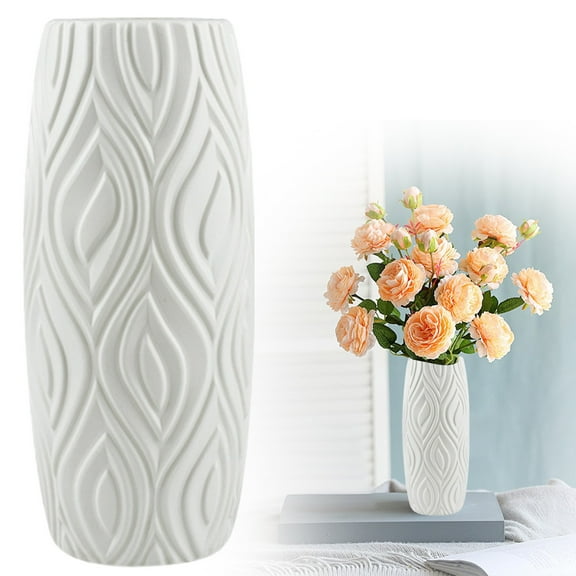 ZFSBZBS Plastic Vase With Colors A Creative Camellia Decoration and Vase for Both Dry And Flowers With Imitated Glaze and High Durability Against Breaking White