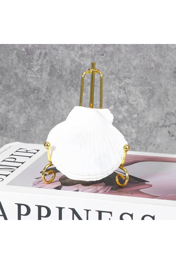 Plate Stands for Display 4 Inch - Decorative Plate Holder - Gold Metal Picture Stand for Table - Small Easels for Display Card, Photo, Mini Sign, and PSA Slab - Ideal for Party and Wedding