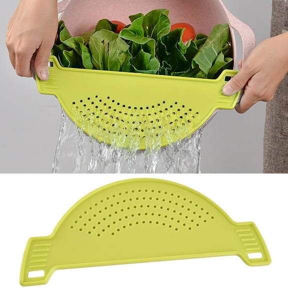 ZFSBZBS Premium Plastic Pot Strainer/Pan Drainer With Handle - Food Filter Board Sieve Draining Spaghetti, Pasta, Grease, Vegetable, Fruit,Green