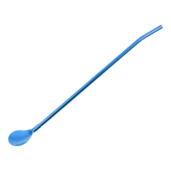 ZFSBZBS Reusable Stainless Steel Spoon Straws,Long Handle Drinking Spoon Straws for Ice Cream Sundaes,Coffee,Cold Drink, Iced Tea,Milkshake Smoothies Cocktail Stirring,Blue