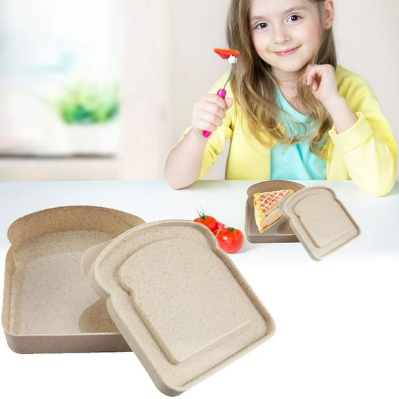 ZFSBZBS Sandwich Containers, Toast Shape Sandwich Box Food Storage Case Plastic Sandwich Keeper Bread Container for Family or Kitchen Food Storage,Beige