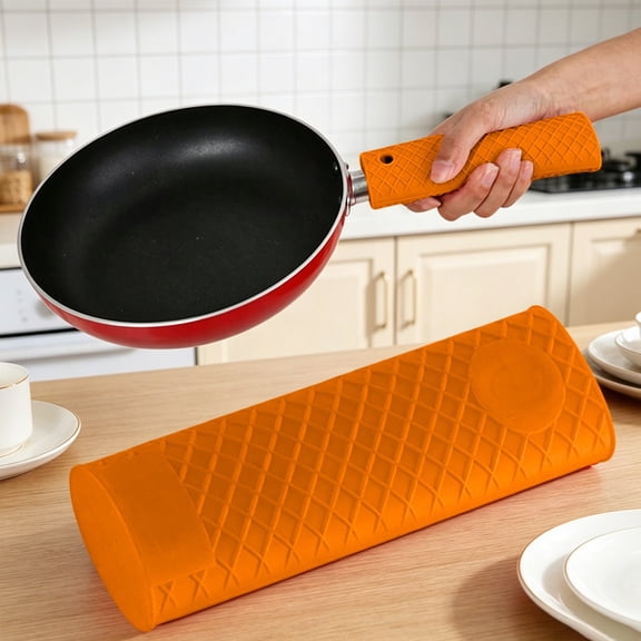 ZFSBZBS Silicone Hot Handle Holder, Heat Resistant Potholder Rubber Pot Handle Cover for Cast Iron Skillets, Sleeve Grip, Frying Pans,Orange