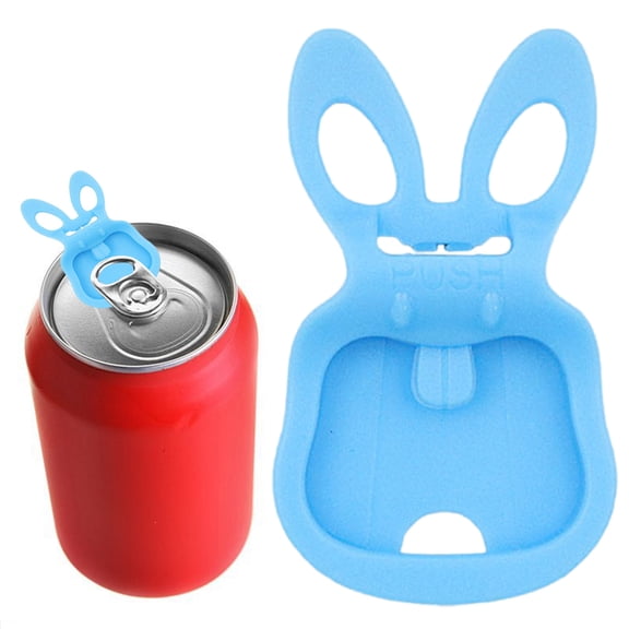 ZFSBZBS Soda Can Opener Set, Cute Rabbit Shape Leak-Proof Drink Covers for Pop Coke Beer Tab Premium Plastic Shields Can Openers Can prevent Dust at the Party BBQ Beach,Blue